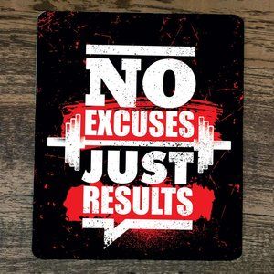 Mouse Pad No Excuses Just Results Exercise Motivation‎